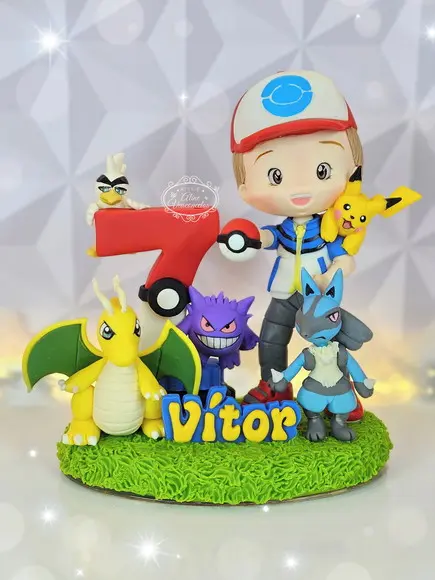 Topo de Bolo Pokemon Personalizado em Biscuit