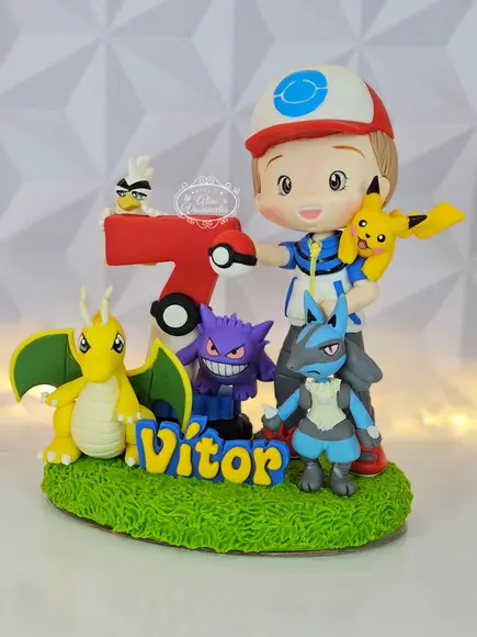 Topo de Bolo Pokemon Personalizado em Biscuit