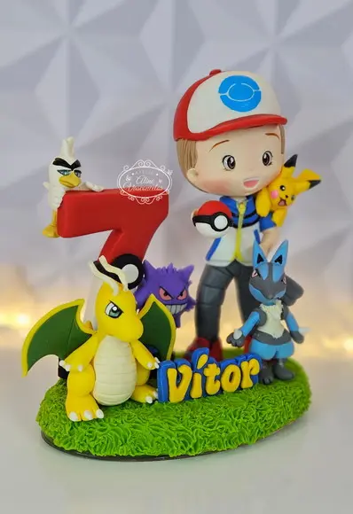 Topo de Bolo Pokemon Personalizado em Biscuit