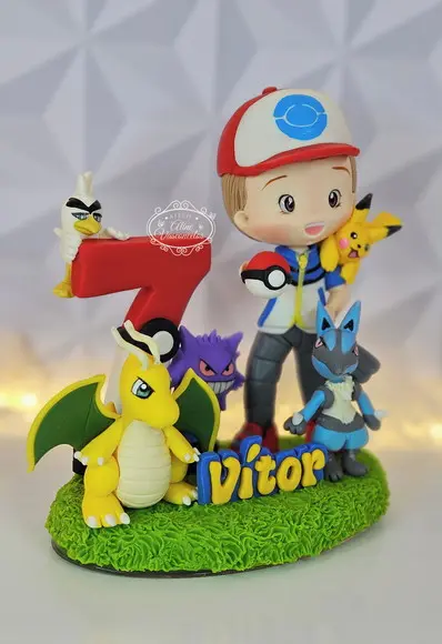 Topo de Bolo Pokemon Personalizado em Biscuit
