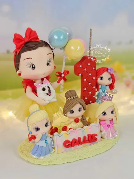 Topo de Bolo Princesas Disney em Biscuit