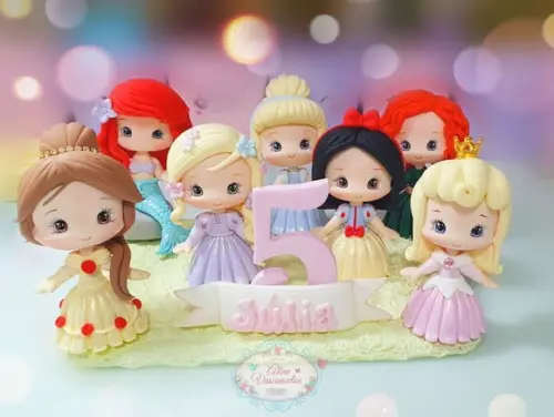 Topo de Bolo Princesas Disney em Biscuit