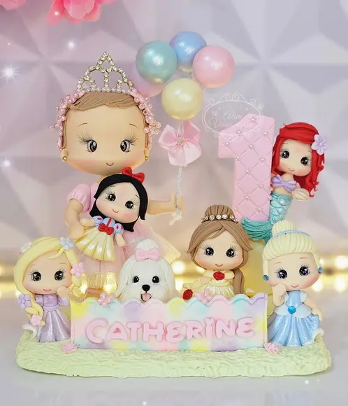 Topo de Bolo Princesas Disney Personalizado em Biscuit