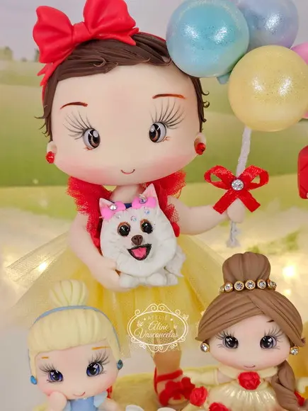 Topo de Bolo Princesas Disney em Biscuit