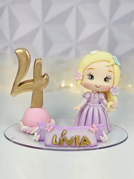Topo de Bolo Rapunzel (personalizada ) em Biscuit