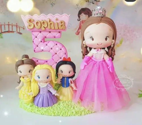 Topo de Bolo Princesas Disney Personalizado em Biscuit