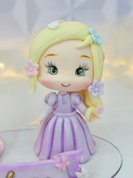 Topo de Bolo Rapunzel (personalizada ) em Biscuit