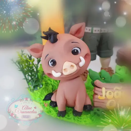 Topo de Bolo Rei Leão Personalizado em Biscuit