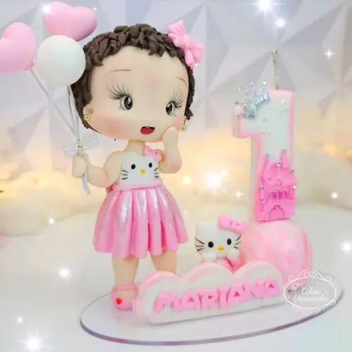 Topo de Bolo Reino da Hello Kitty Personalizado em Biscuit