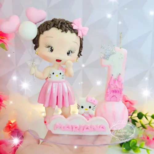 Topo de Bolo Reino da Hello Kitty Personalizado em Biscuit