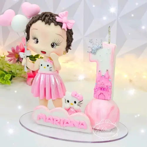 Topo de Bolo Reino da Hello Kitty Personalizado em Biscuit