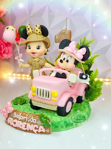 Topo de Bolo Safari da Minnie em Biscuit