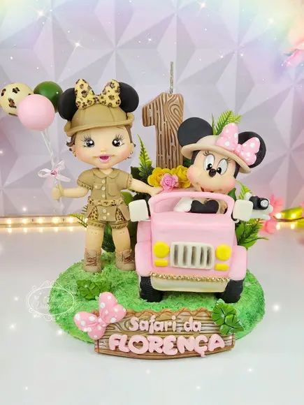 Topo de Bolo Safari da Minnie em Biscuit