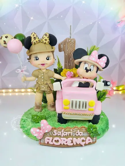 Topo de Bolo Safari da Minnie em Biscuit