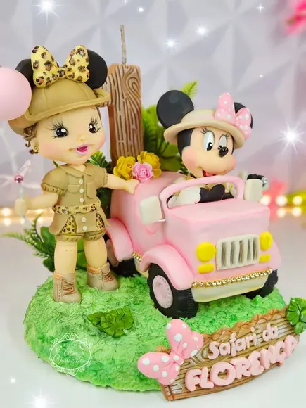 Topo de Bolo Safari da Minnie em Biscuit