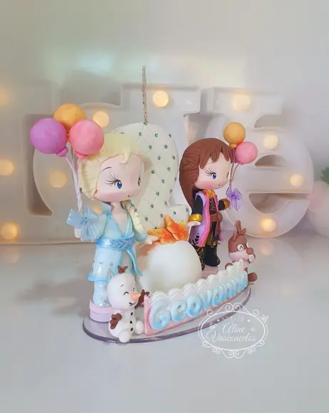 Topo de Bolo Tema Frozen Personalizada Biscuit