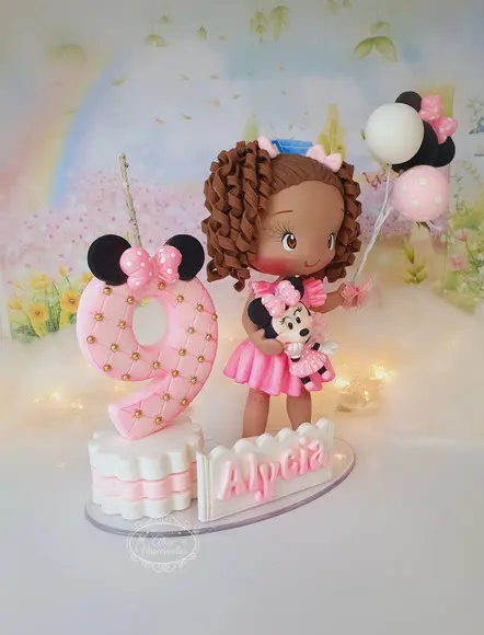 Topo de Bolo Tema Minnie Personalizada em Biscuit