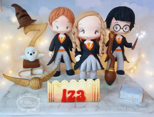 Topo de Bolo Turma do Harry Potter em Biscuit