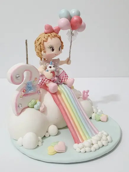 Topo de Bolo Unicórnio Personalizado em Biscuit