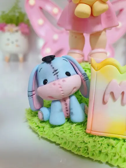 Topo de Bolo Ursinho Pooh Personalizado em Biscuit