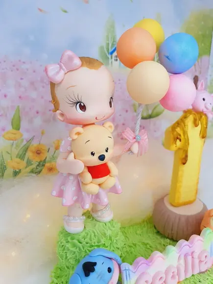 Topo de Bolo Ursinho Pooh Personalizado em Biscuit