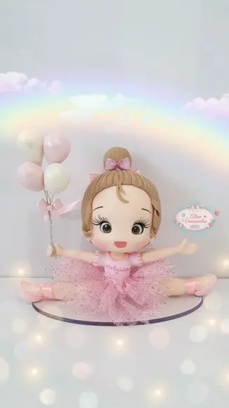Topo de Bolo/vela Bailarina Personalizada em Biscuit