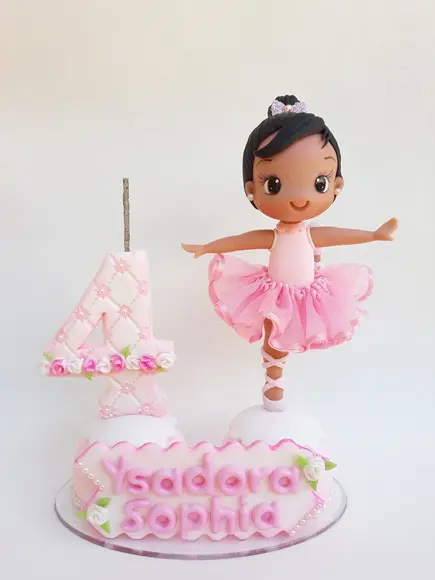 Topo de Bolo/vela Bailarina Personalizada em Biscuit