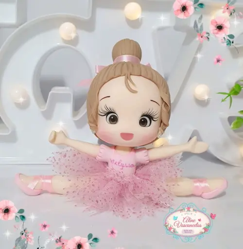 Topo de Bolo/vela Bailarina Personalizada em Biscuit