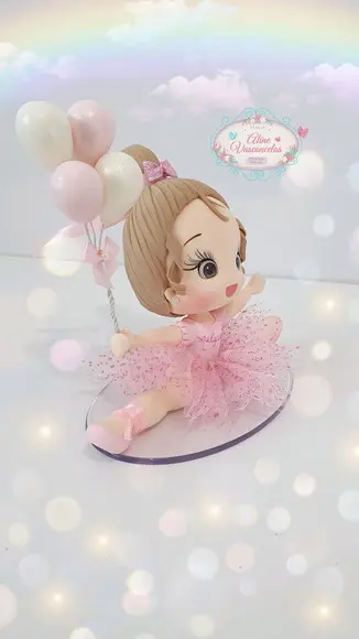 Topo de Bolo/vela Bailarina Personalizada em Biscuit