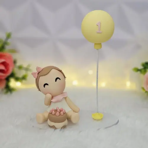 Topo Menina Personaliza em Biscuit