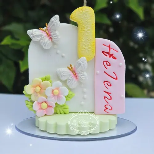 Vela Aniversario Jardim em Biscuit