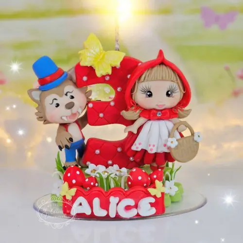 Vela Chapeuzinho Vermelho Personalizada e Lobo Mau Biscuit