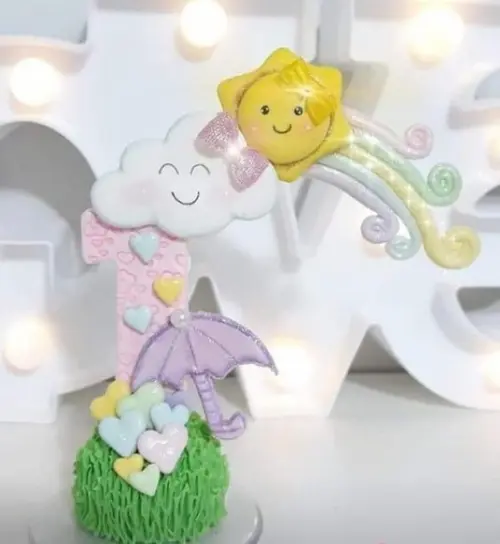 Vela Chuva de Amor em Biscuit