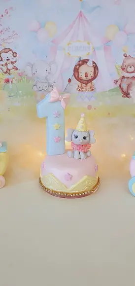 Vela Circo Rosa em Biscuit
