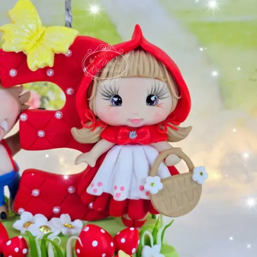 Vela Chapeuzinho Vermelho Personalizada e Lobo Mau Biscuit