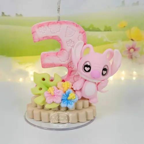 Vela de Aniversário Angel (tema Stitch e Angel) em Biscuit