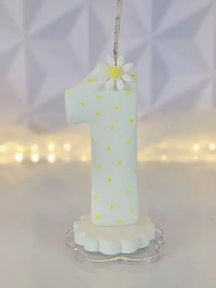 Vela de Aniversário Jardim das Margaridas em Biscuit