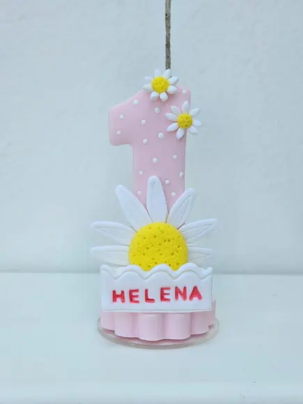 Vela de Aniversário Jardim das Margaridas em Biscuit