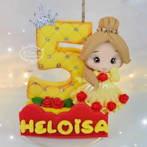 Vela de Aniversário Princesa Disney em Biscuit