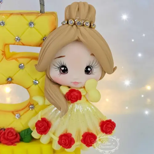 Vela de Aniversário Princesa Disney em Biscuit