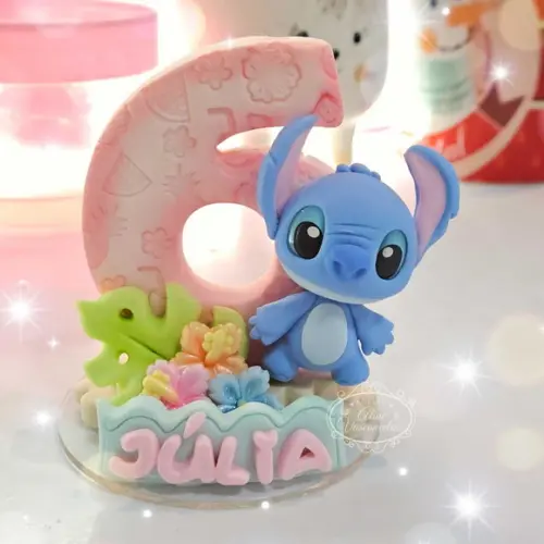 Vela de Aniversário Stitch em Biscuit