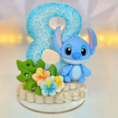 Vela de Aniversário Stitch em Biscuit
