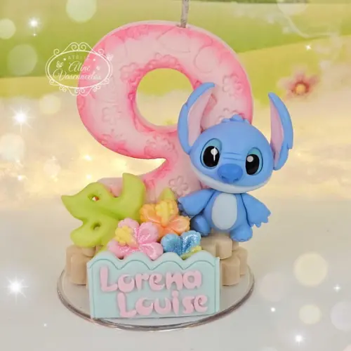 Vela de Aniversário Stitch em Biscuit