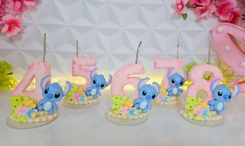 Vela de Aniversário Stitch em Biscuit