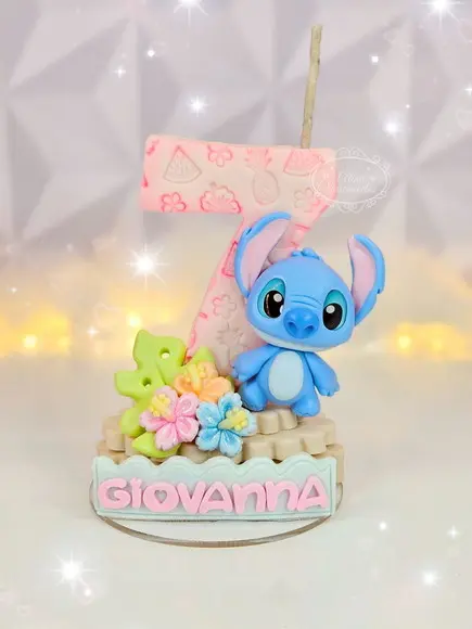 Vela de Aniversário Stitch em Biscuit