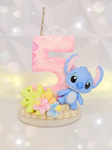 Vela de Aniversário Stitch em Biscuit