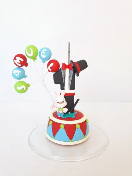 Vela Decorada Circo em Biscuit