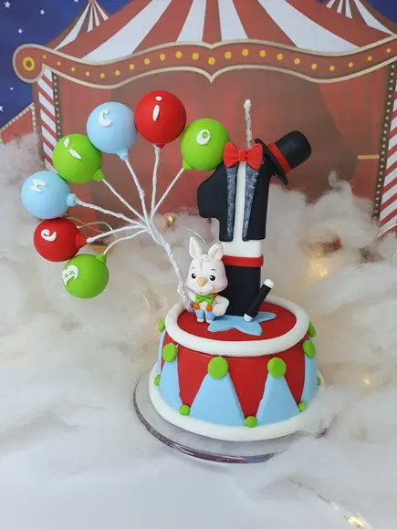 Vela Decorada Circo em Biscuit