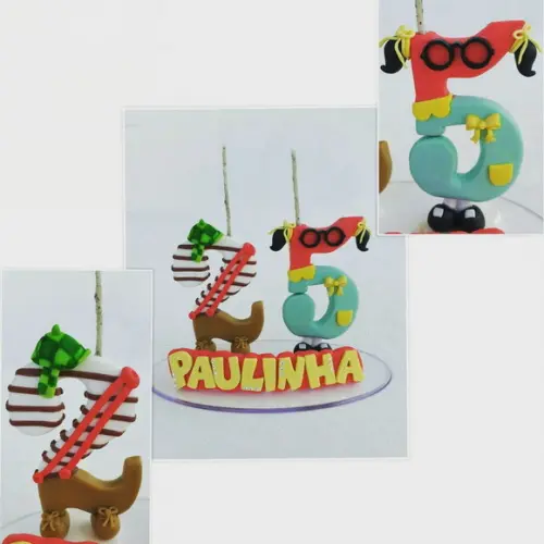 Vela Decorada Chaves em Biscuit