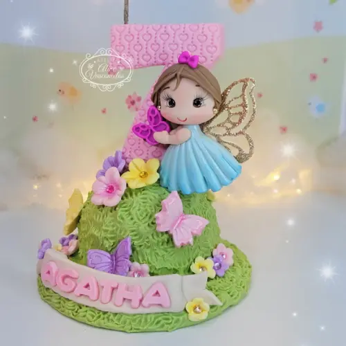 Vela Fada Personalizada em Biscuit